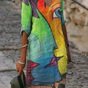TravelPassions - Abstract Print Half Sleeve Dress (NWOT)